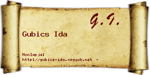 Gubics Ida névjegykártya